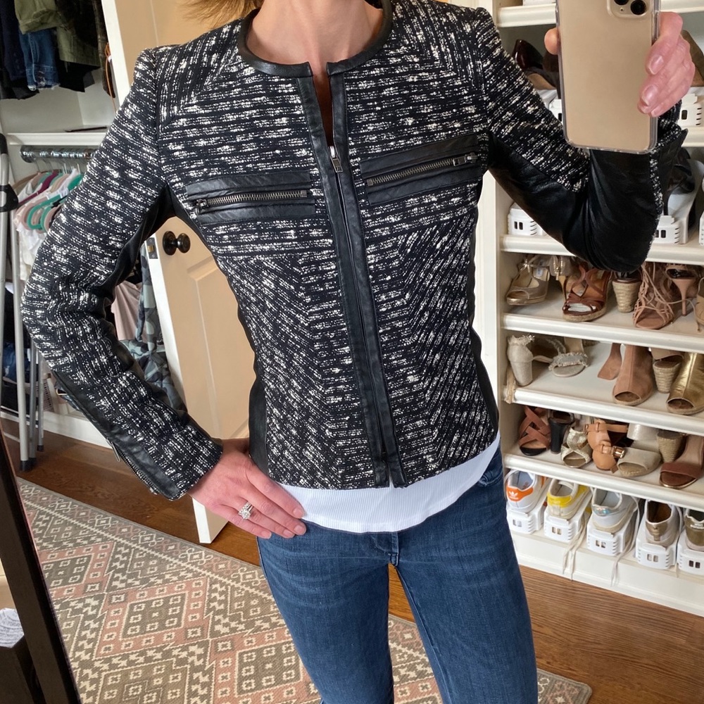 PRICE IS FIRM!💵PARKER Leather and tweed jacket XS